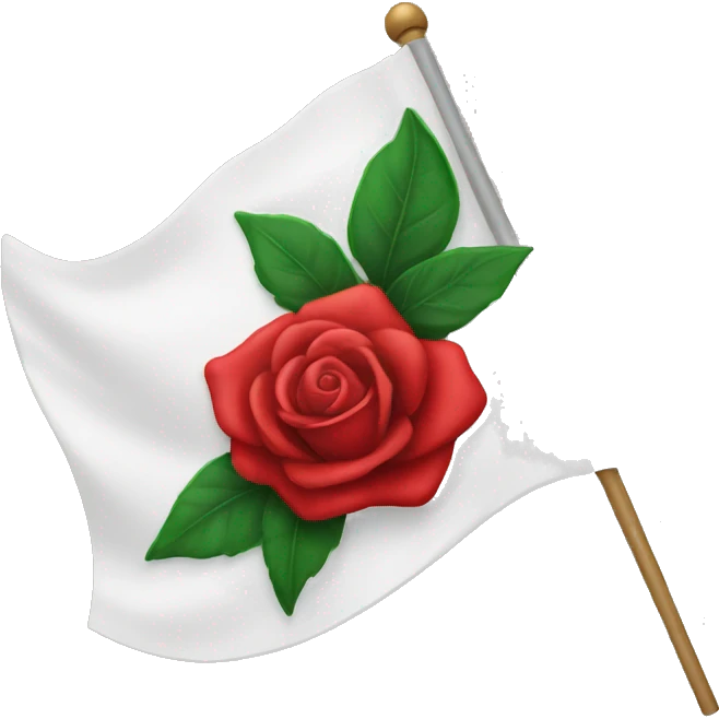 emoji white flag with red rose on the center emoji