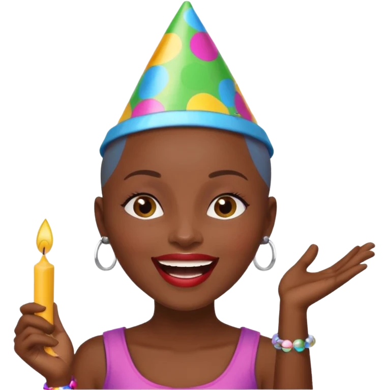 Classic mustang dark women with shaved head sing happy birthday emoji