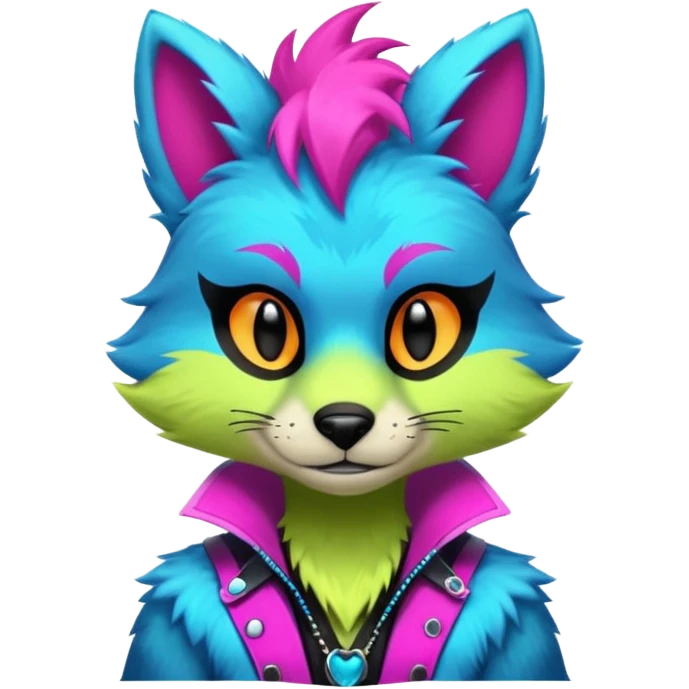 Anthropomorphic Anthro Furry edgy colorful neon-colored shiny punky badass cool stylish handsome smexy Animal-furry-fursona  (half body) emoji