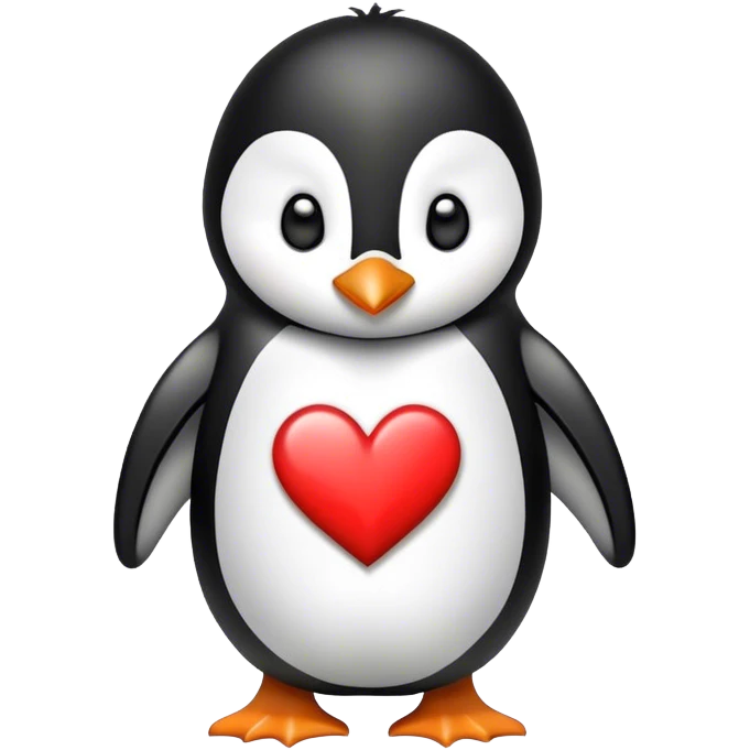 Penguin saying I love you with hearts emoji