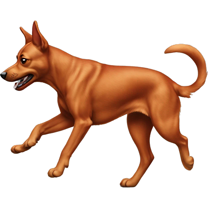 realistic solid red dog with pointed ears running emoji