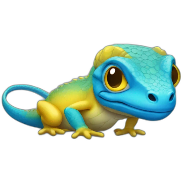 small blue LIZARD with yellow head emoji