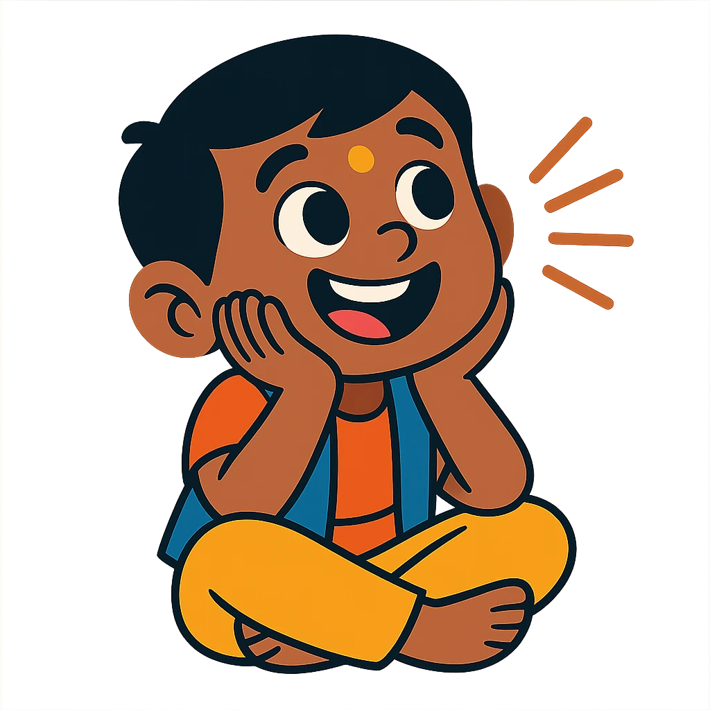 happy Indian kid listening to a story emoji
