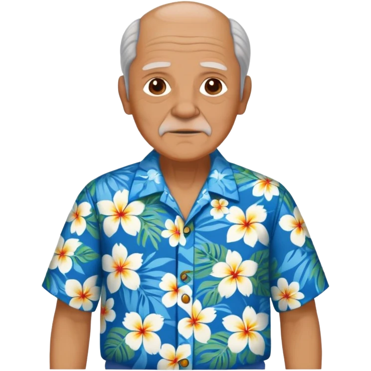 old man with hawai blue floweral shirt  full body  emoji
