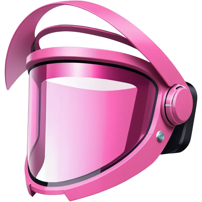 angular frameless pink shield visor, space-age Y2K style, geometric one-piece lens emoji