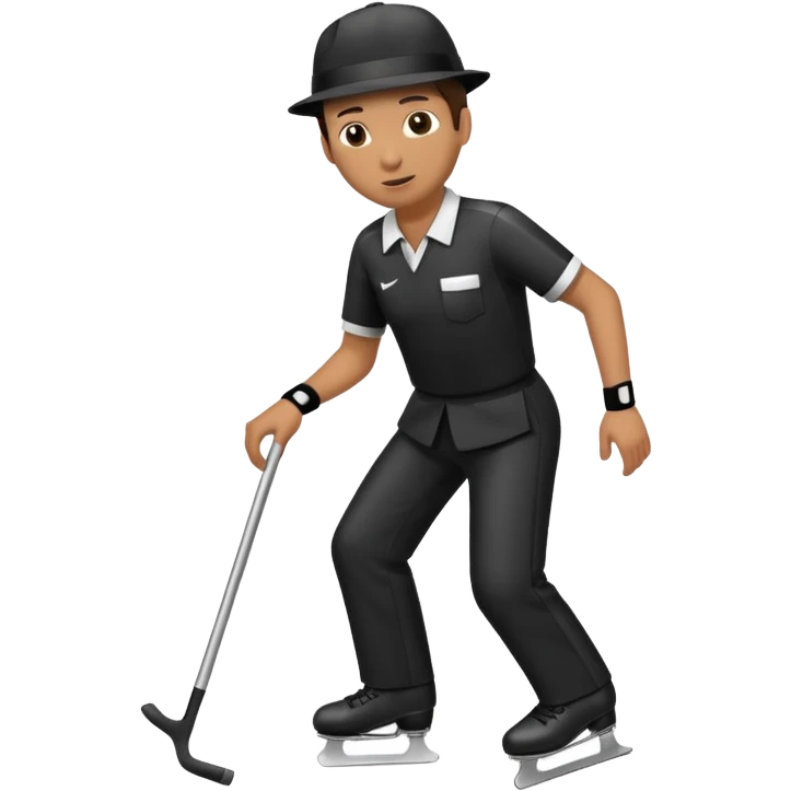 Blind referee skating with a blind person’s cane emoji