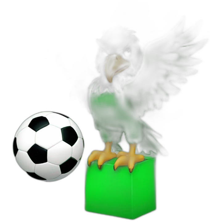 Green eagle holding soccer football emoji
