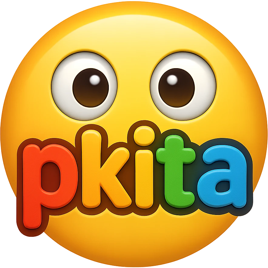 the word 'pkita' as a colorful emoji, text included emoji