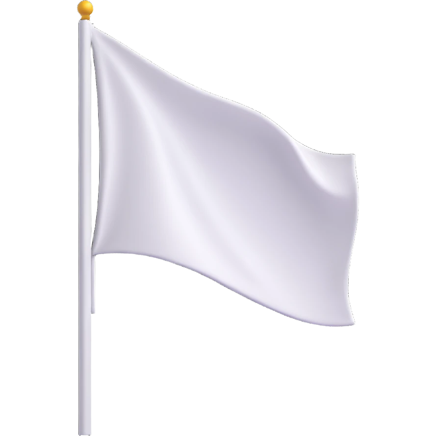 white flag, 3D style, modern look, no text, transparent background emoji