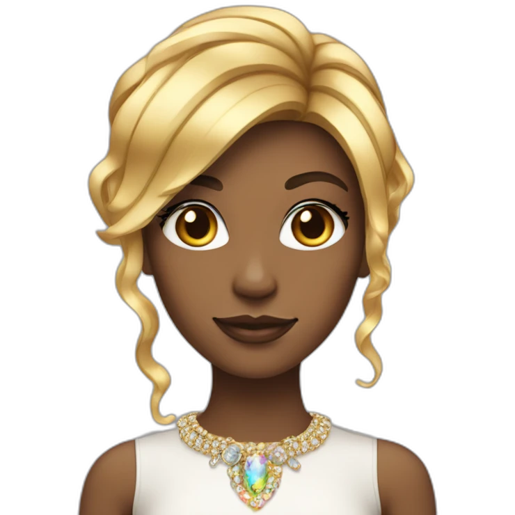 Posh-girl-with-golden-suit-and-blue-eyes-and-rainbow-unicorn-hair emoji