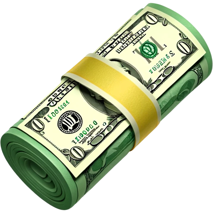 a single rolled US dollar bill, 3D style, no backgrou emoji