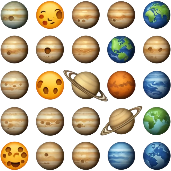 12 planets emojis I need a line for each planet mercury emoji