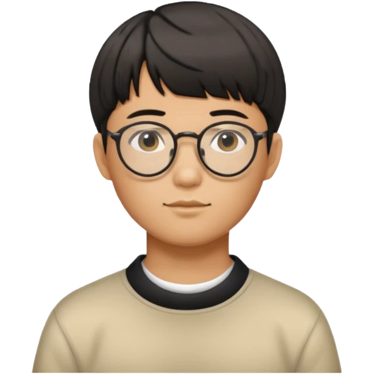 Korean man, bowl cut hairstyle, glasses emoji
