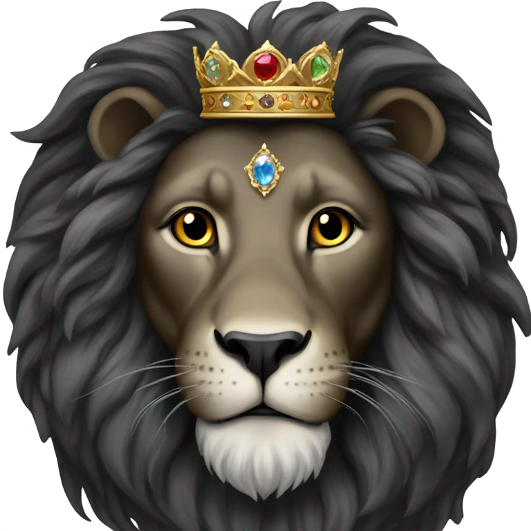 Black lion with crown emoji