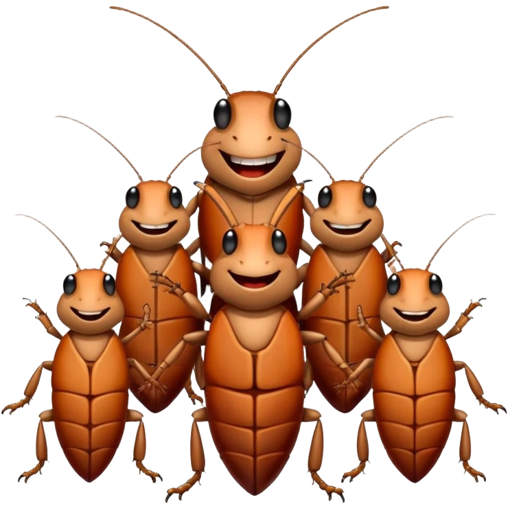 Friendly happy loving family of smoking roaches emoji