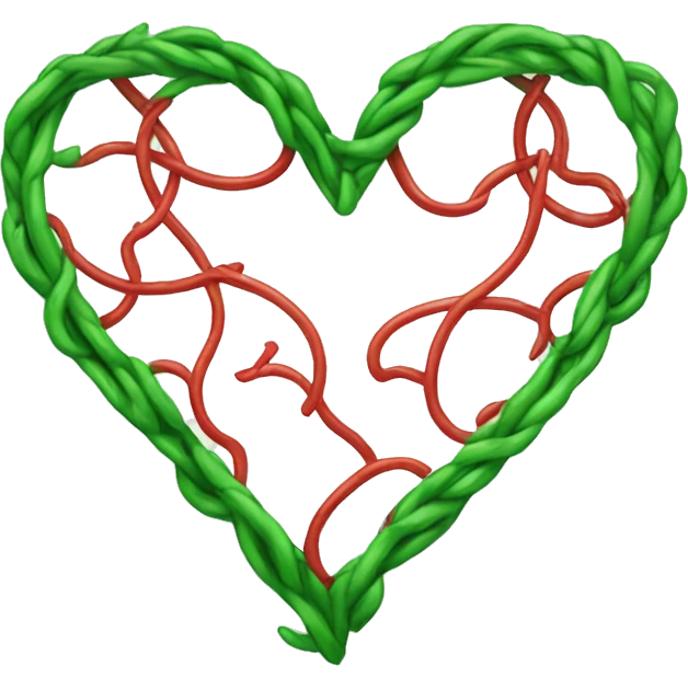Green heart with red vines emoji