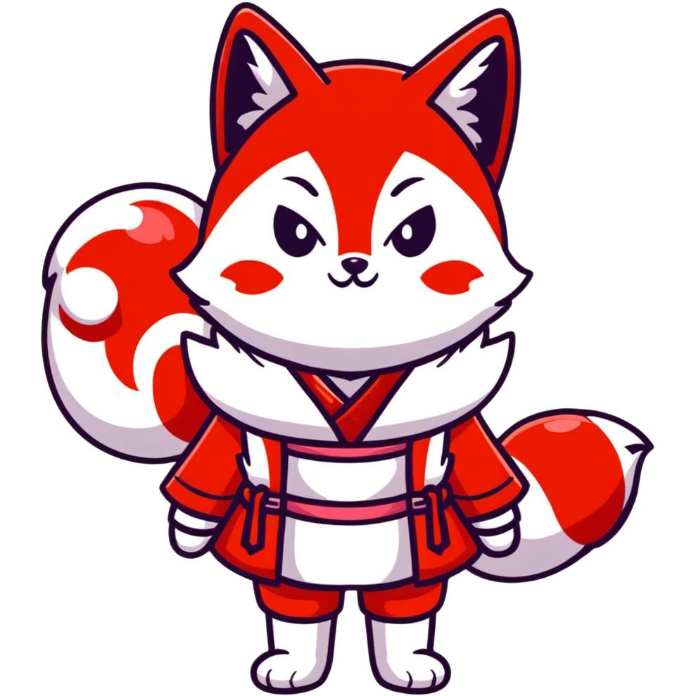 Azur Lane Akagi kitsune girl with red and white outfit and multiple fox tails emoji