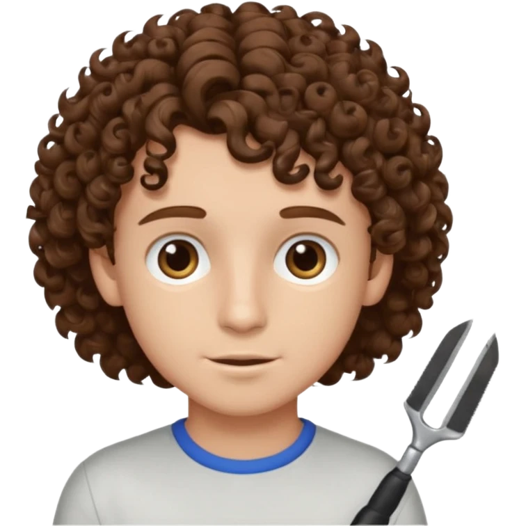 boy,  brown hair, curly hair, brown eyes,  skin, , hair edger  emoji