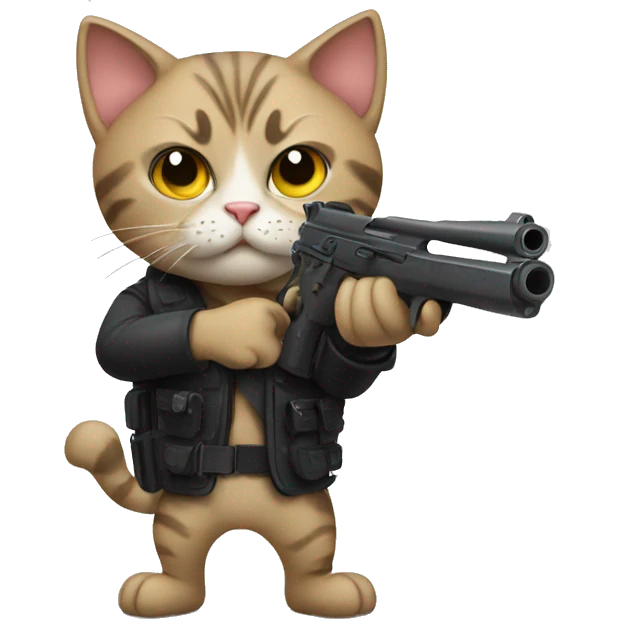 Cat with a gun emoji