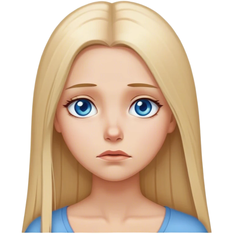 beautiful white girl with long straight blonde hair blue eyes sad angry upset hurt mad emoji