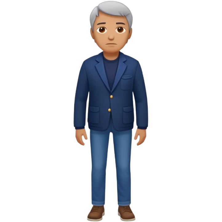 Security, Middle-aged, wearing navy blue jacket, serious facial expression, full body emoji