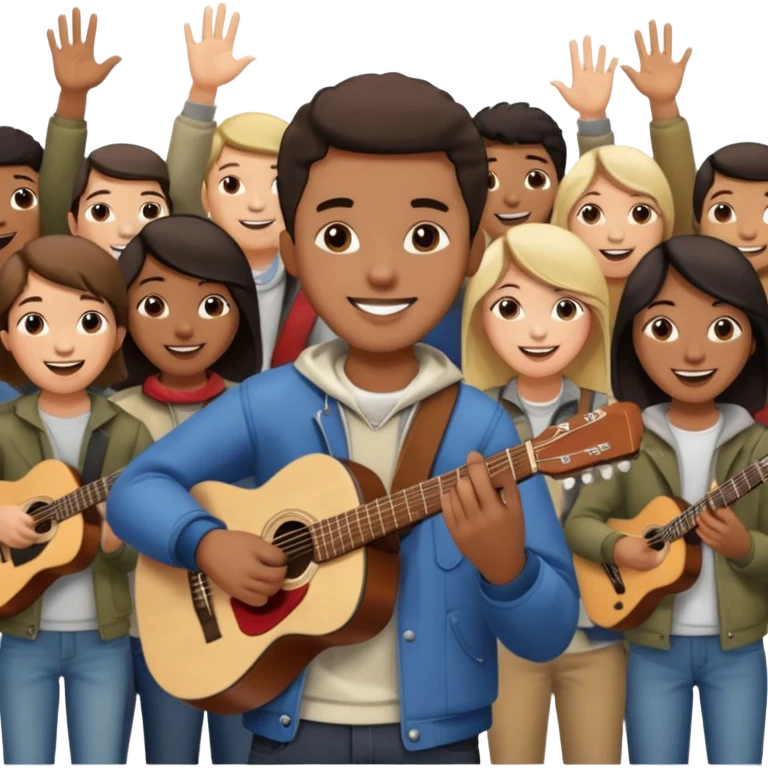 Street Musician in fan photo with crowd, Street Memories. emoji