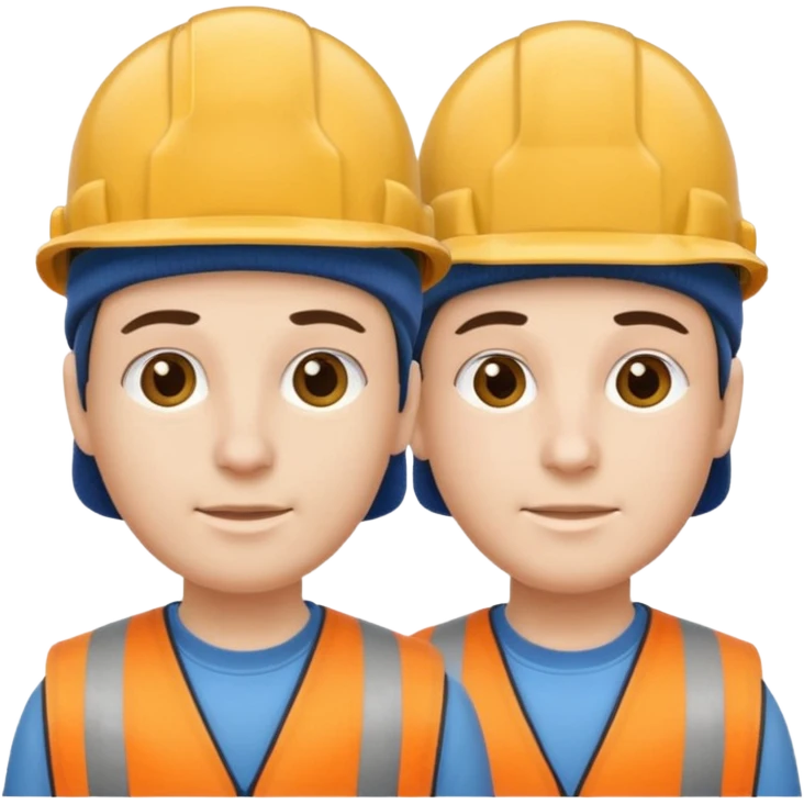 one person with two heads joined at the neck. One head wears a construction cap, the other a woolen beanie. emoji