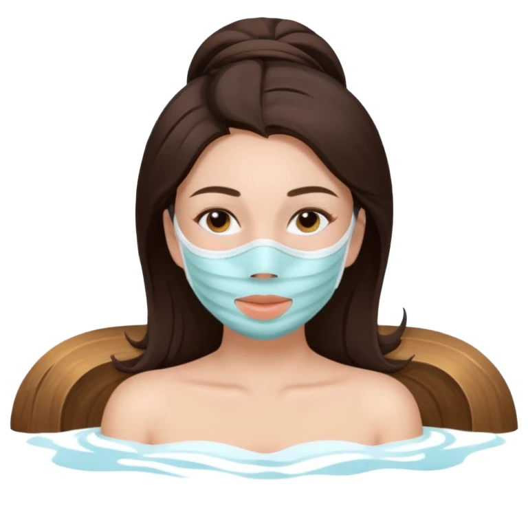 aesthetic brunette girl in spa face mask relaxe emoji