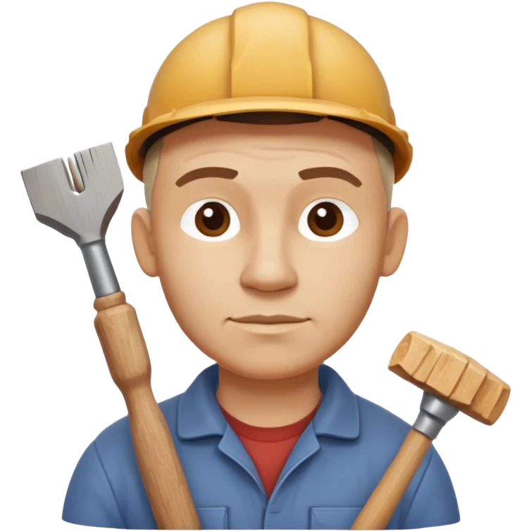wood carving carpenter portrait, head and shoulders only, carving wooden figure with chisel, wood shavings visible, focused craftsman expression, artisan workshop vibe, 3D cartoon style, mobile game icon style, clean background, no text, no watermark
 emoji