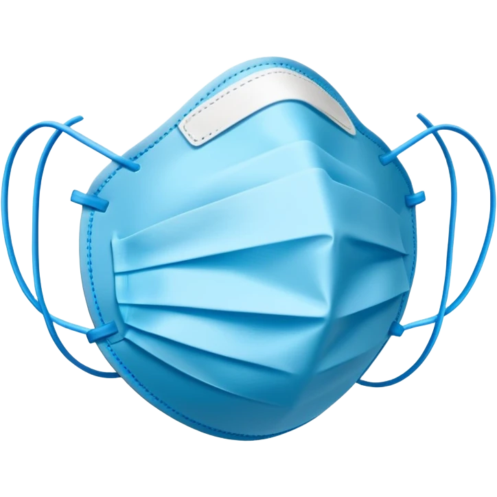 isolated blue surgical mask, covid protective mask, no person emoji