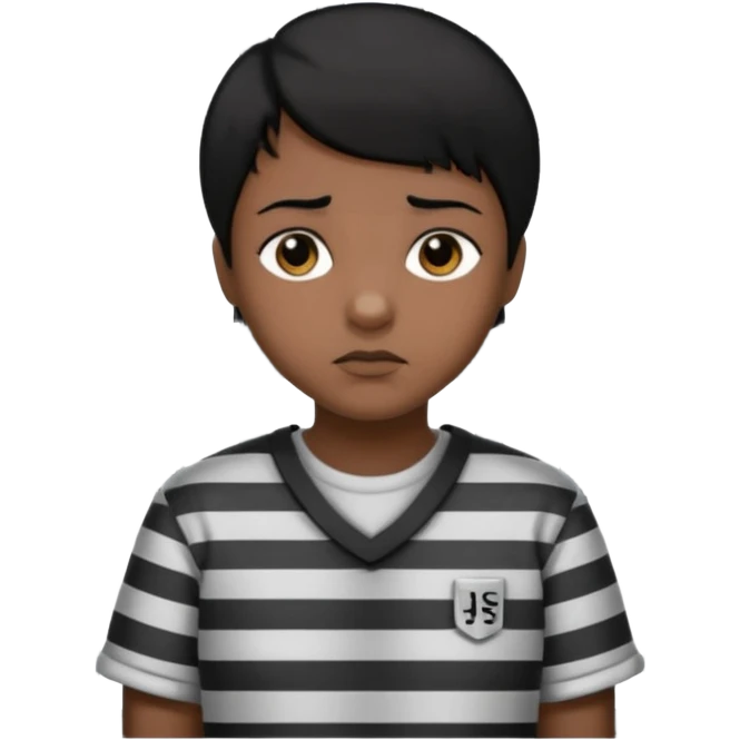 persona trileña de pelo corto negro tras las rejas de una carcel emoji