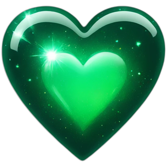 magic sparkling dark green heart emoji