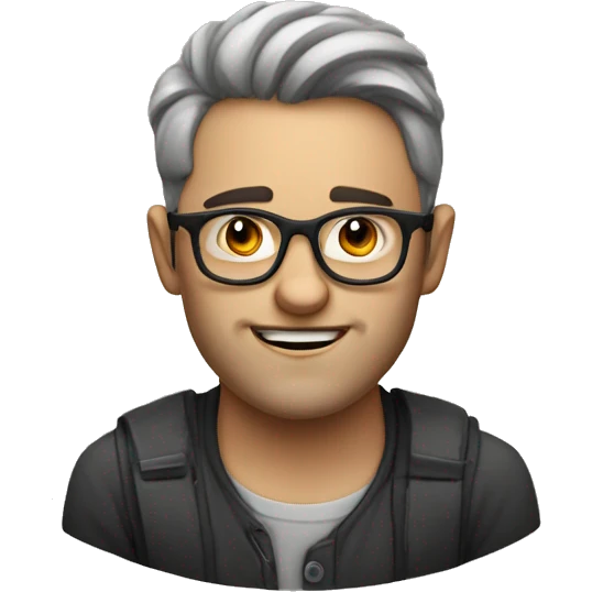 man with glasses, nordic face and a bit of stubble and a V-shaped jaw emoji