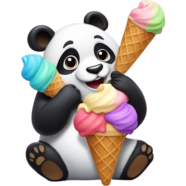 Panda eating ice cream emoji