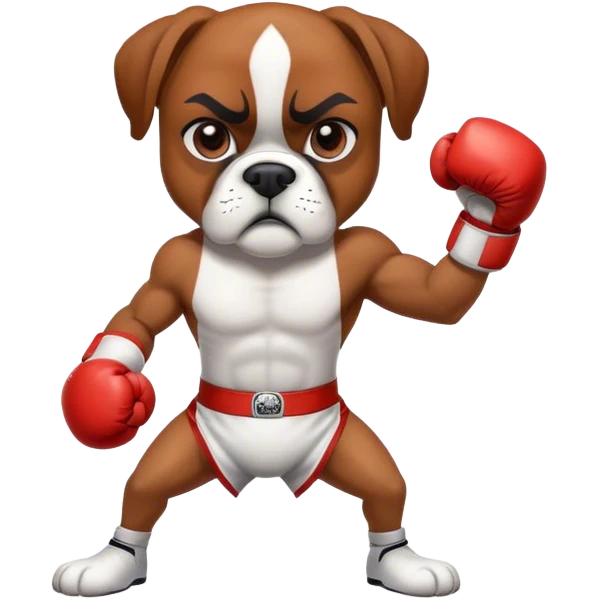 The boxer dog practices punches. emoji