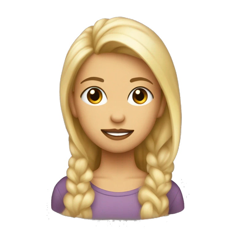 chica de pelo rizo rubio oscuro con ojos color miel y piel clara emoji