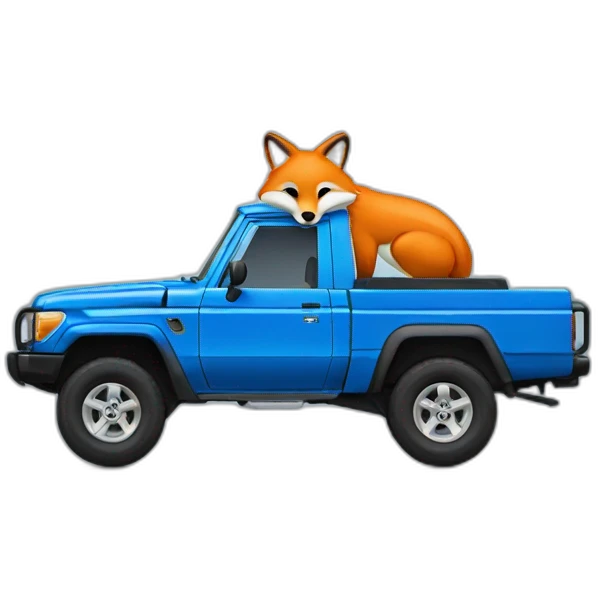 Fox driving a blue toyota landcruiser 70series emoji