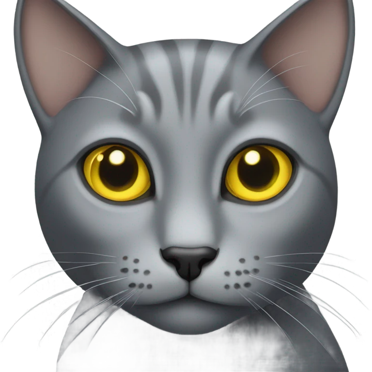 Grey cat yellow eyes with big nose emoji