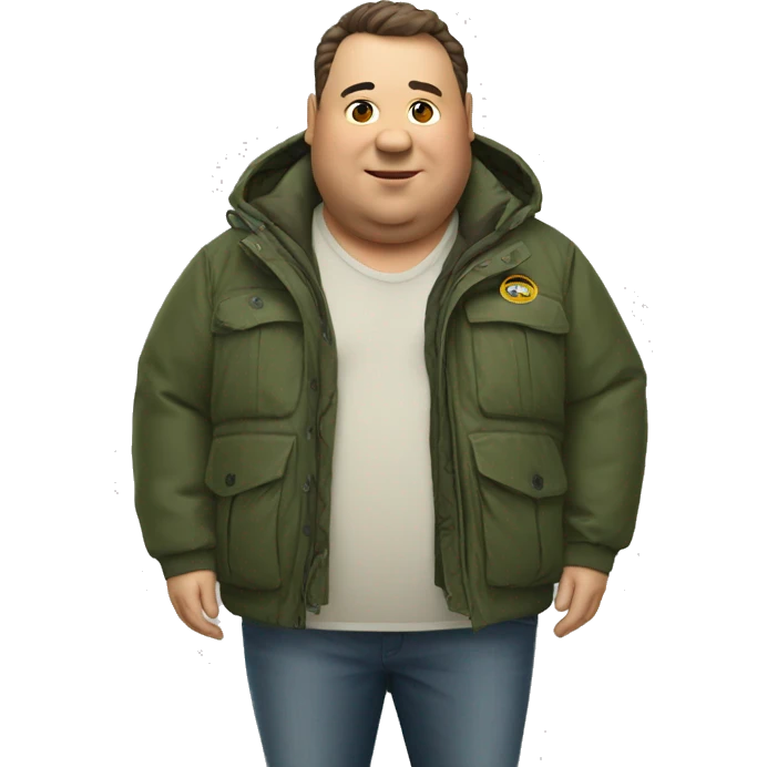 Fat man with Napapijri Rainforest Jacket emoji