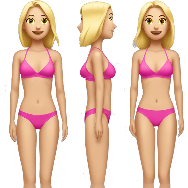 tall blonde girl wearing pink bikini emoji