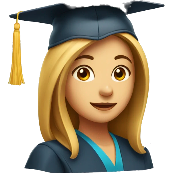 Girl with her graduation hat and cap emoji
