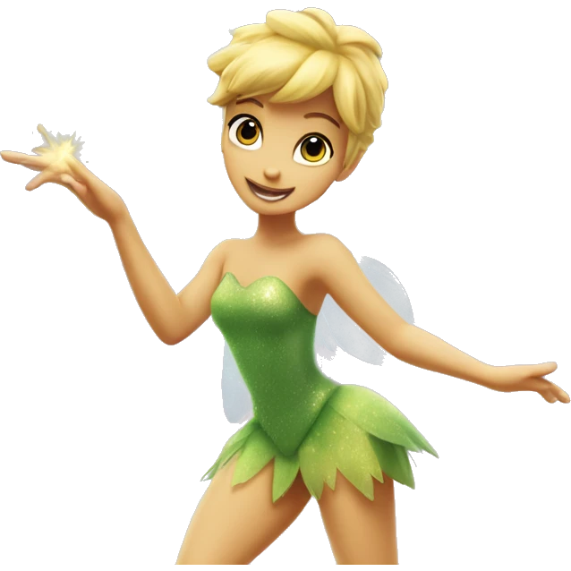 Tinkerbell flying with fairy dust emoji