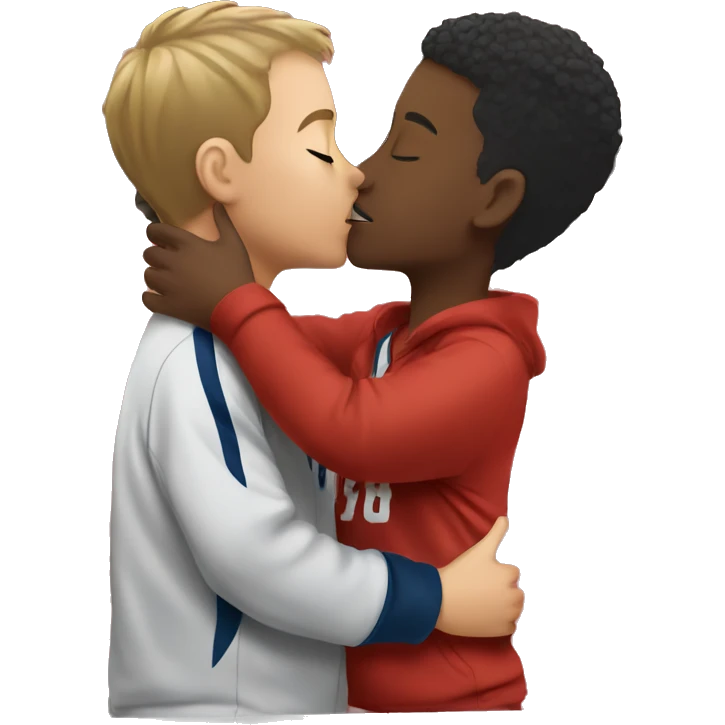 boys sharing a kiss in stadium emoji