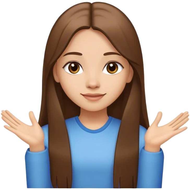 girl with long straight hair doing the welcome pose emoji