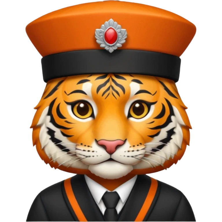 black suited tiger with fes hat emoji