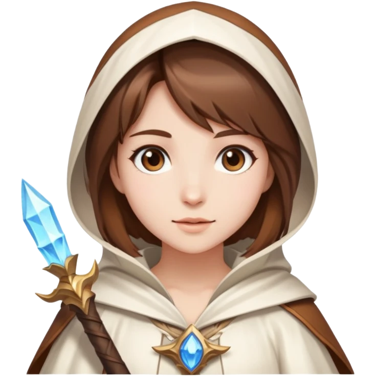 Pretty girl brown hair white mage casting freeze emoji