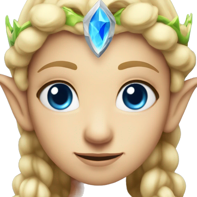 Blonde female elf with blue eyes and a fire crown emoji