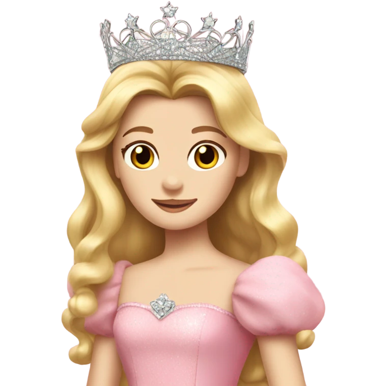 Glinda the good pink dress long blonde hair crown emoji