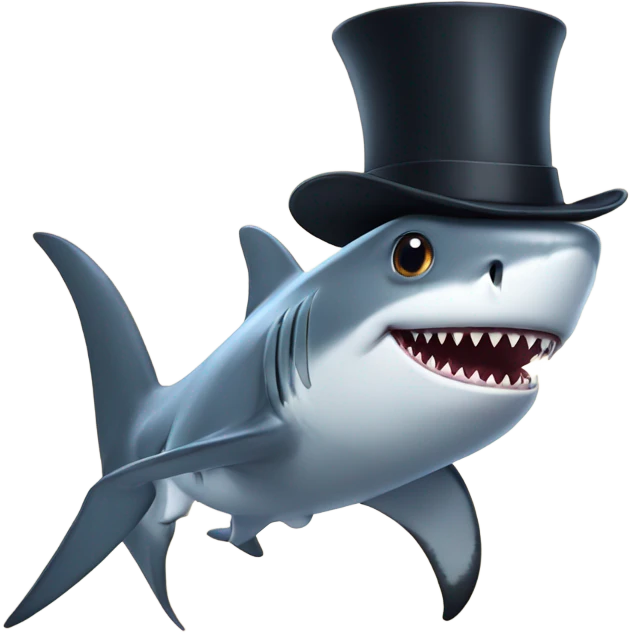 Shark with a top hat emoji