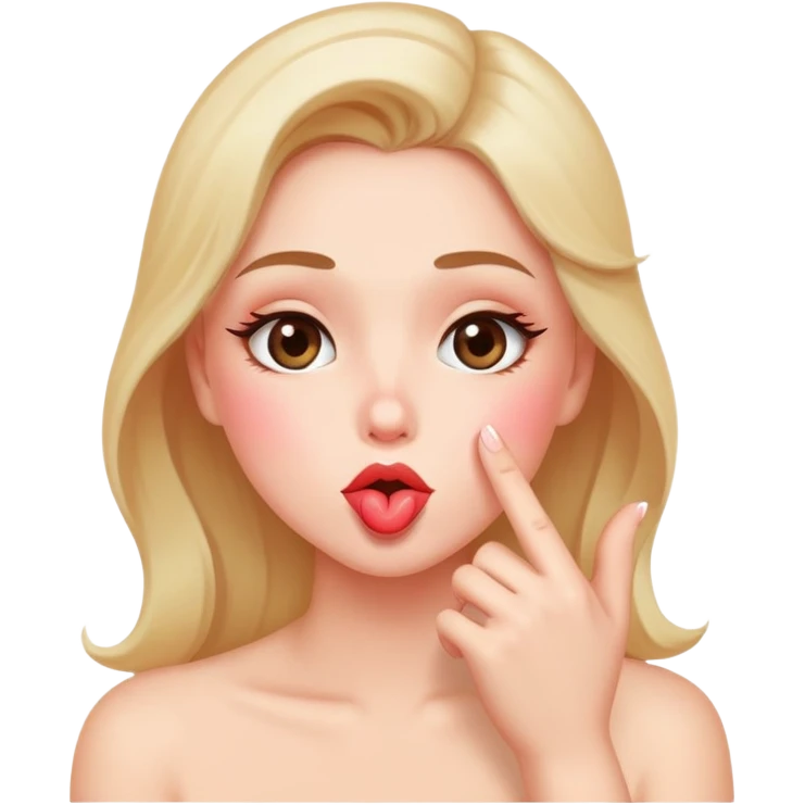 Blushing, blowing a kiss emoji